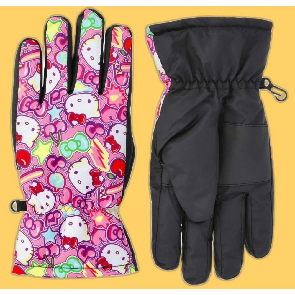 HELLO KITTY Insulated Ski Gloves Water Resistant GIRLS SIZE L/XL NEW